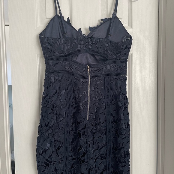 ✨SOLD✨ Self-portrait/Bardot Style Navy/Dark Blue Lace Dress - Picture 6 of 9